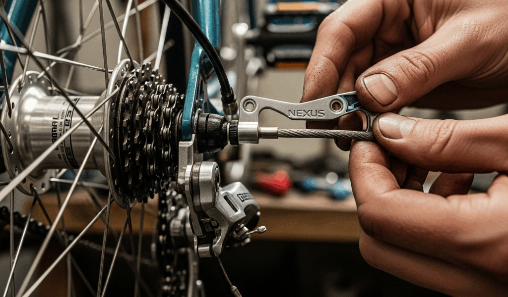 shimano nexus 8 internal gear hub close up on commuter bicyc 20260331 083134