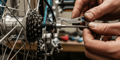 shimano nexus 8 internal gear hub close up on commuter bicyc 20260331 083134